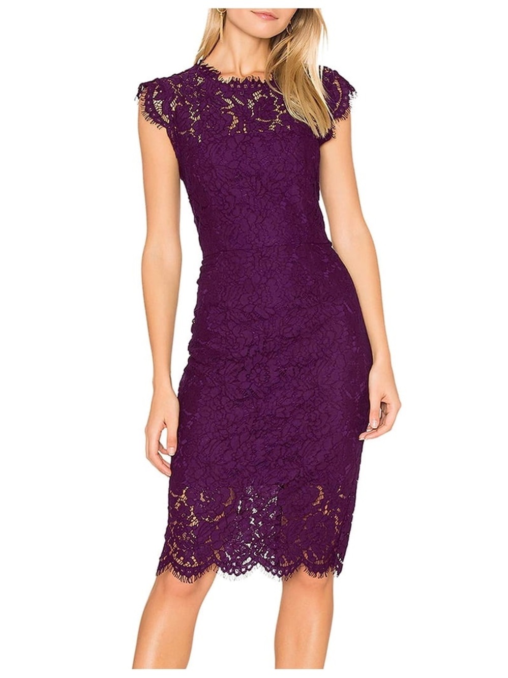Rachel Zoe Deep Purple Lace Midi Dress